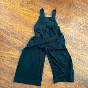 Cropped wide leg black romper